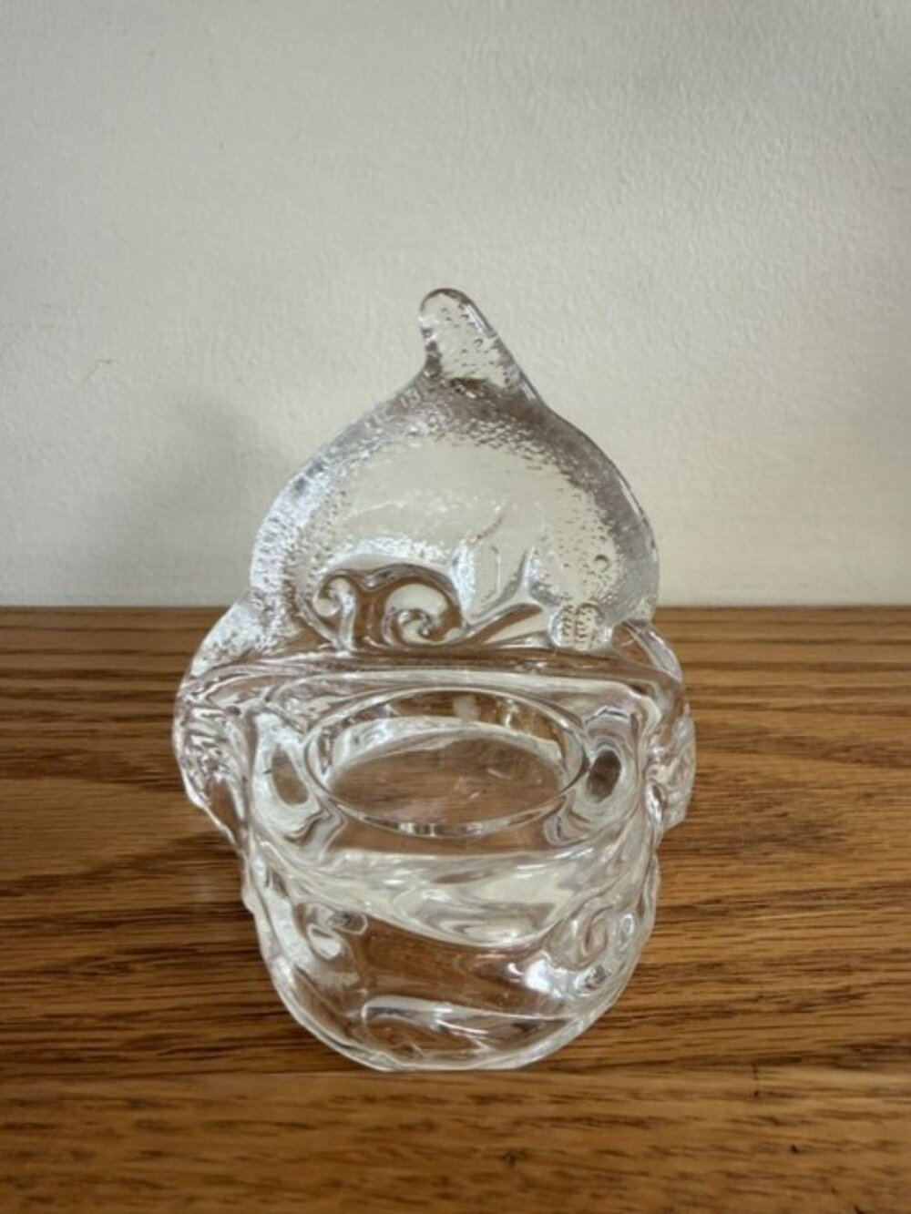 Vintage PartyLite Crystal Dolphin Votive Tealight Candle Holder 4"